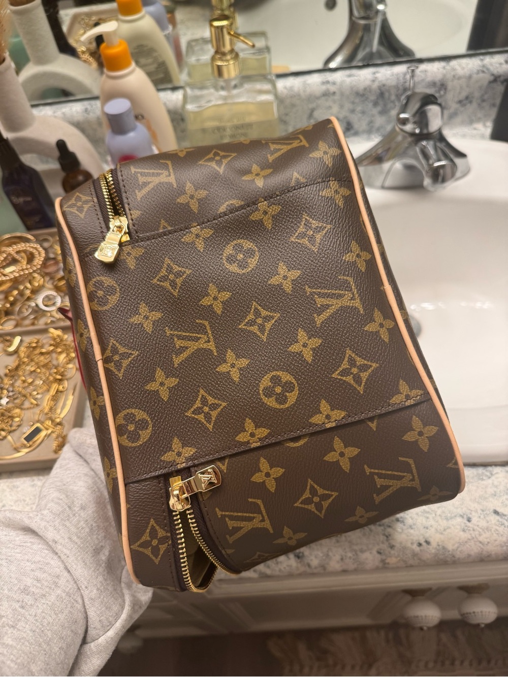 LV Monogram Cosmetic Pouch in Brown and Tan Nice BB size - Picture 4 of 5